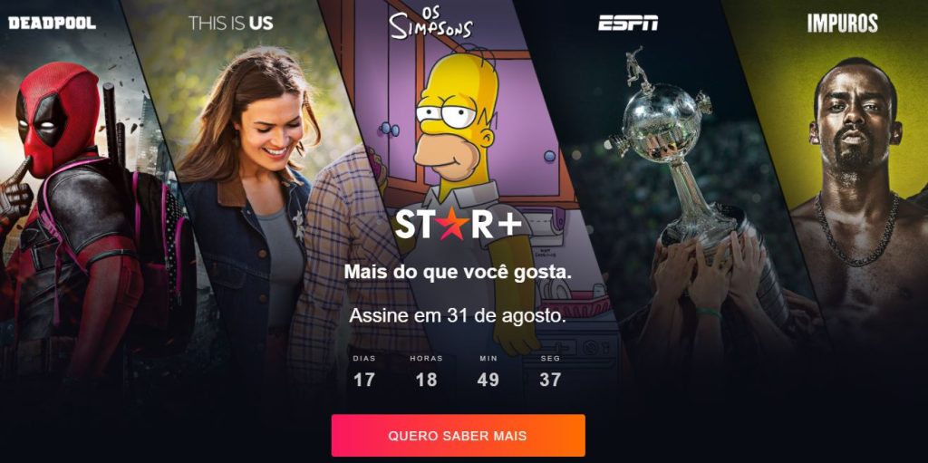 Contador mostrando o tempo até o lançamento do serviço no Brasil (Imagem: Divulgação/Star+)