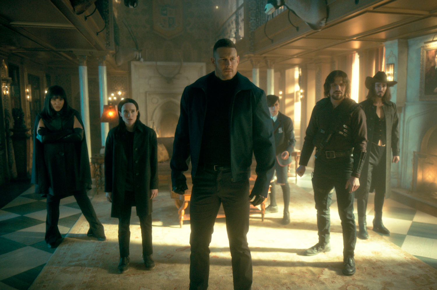 Membros da The Umbrella Academy confrontam membros da The Sparrow Academy (Imagem: Reprodução/Netflix).